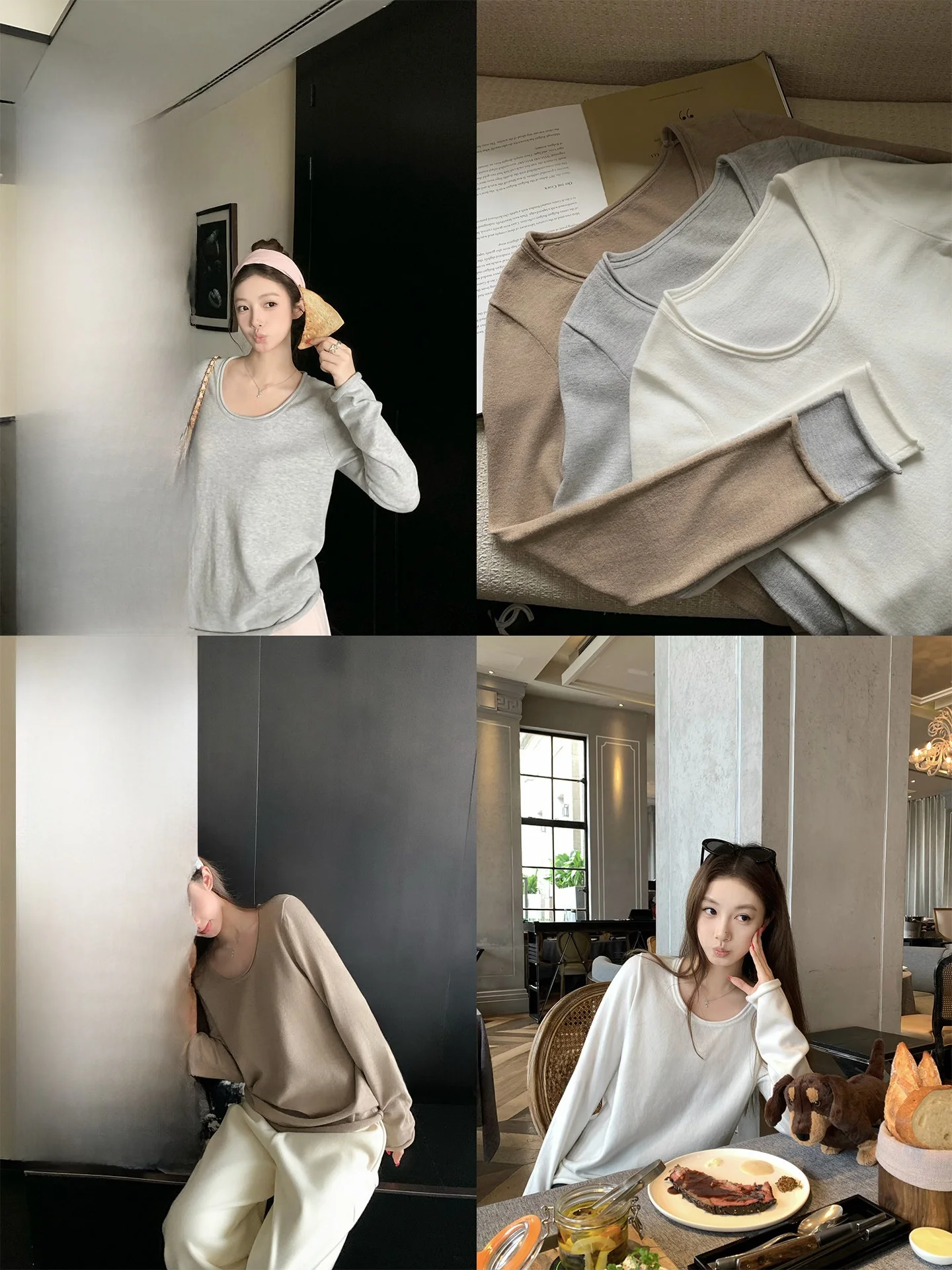 

Chestnut Soft Cozy Woolen Knitted Loose Women's T-irt Cr Base Layer irt Long Sve round Ne Warm Winter Faion