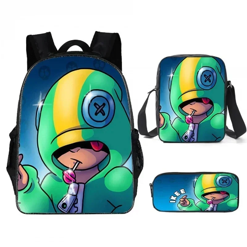 

Three-piece Wilderness Fighting Game Printed Children's Shoulder Backpack Kawaii Leons Pencil Case Leisure Satchel Sets Gifts