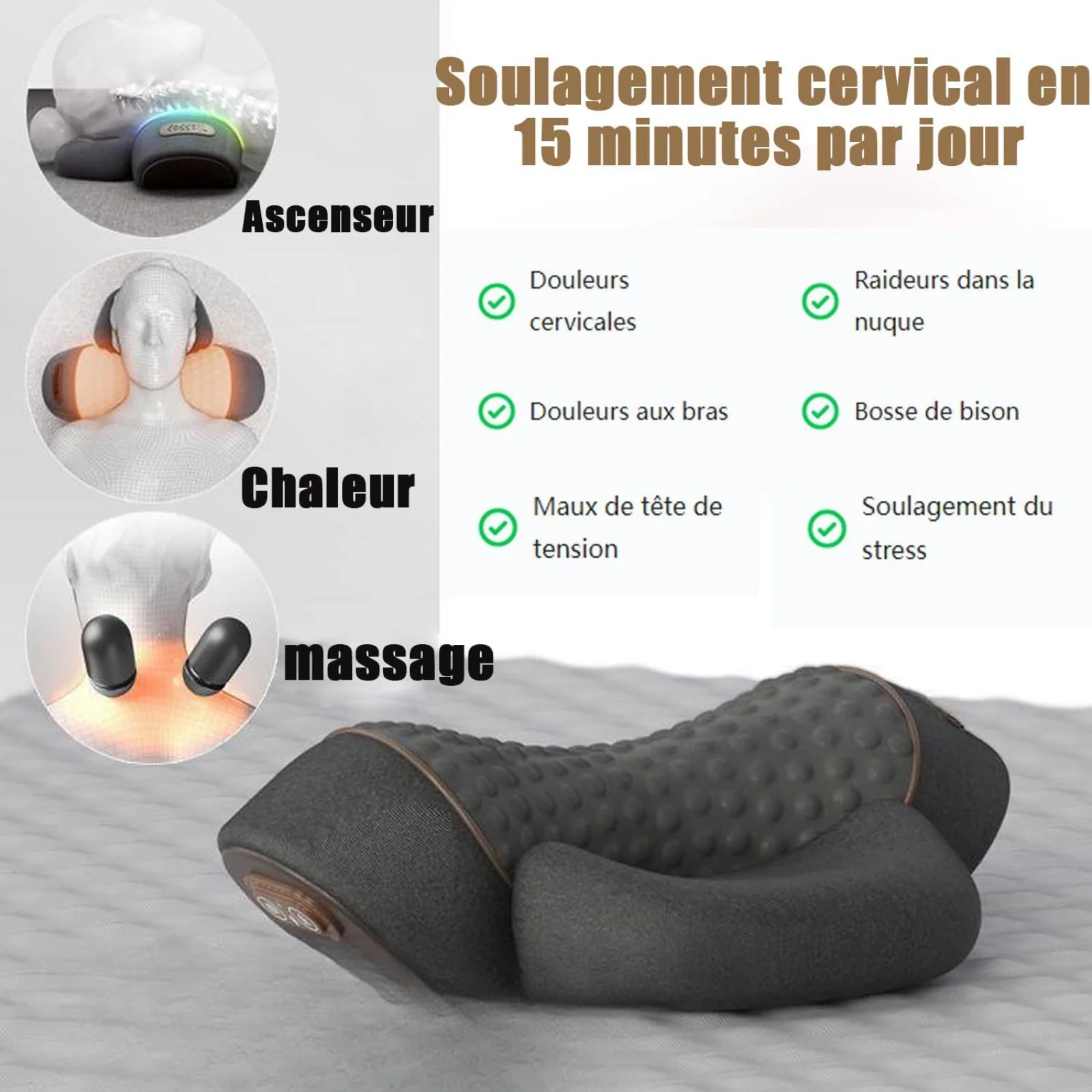 Electric Neck Massage Pillow Cervical Hot Compress Pillow Neck Stretch Heating Vibration Neck Shoulder Massage Pillows for Sleep