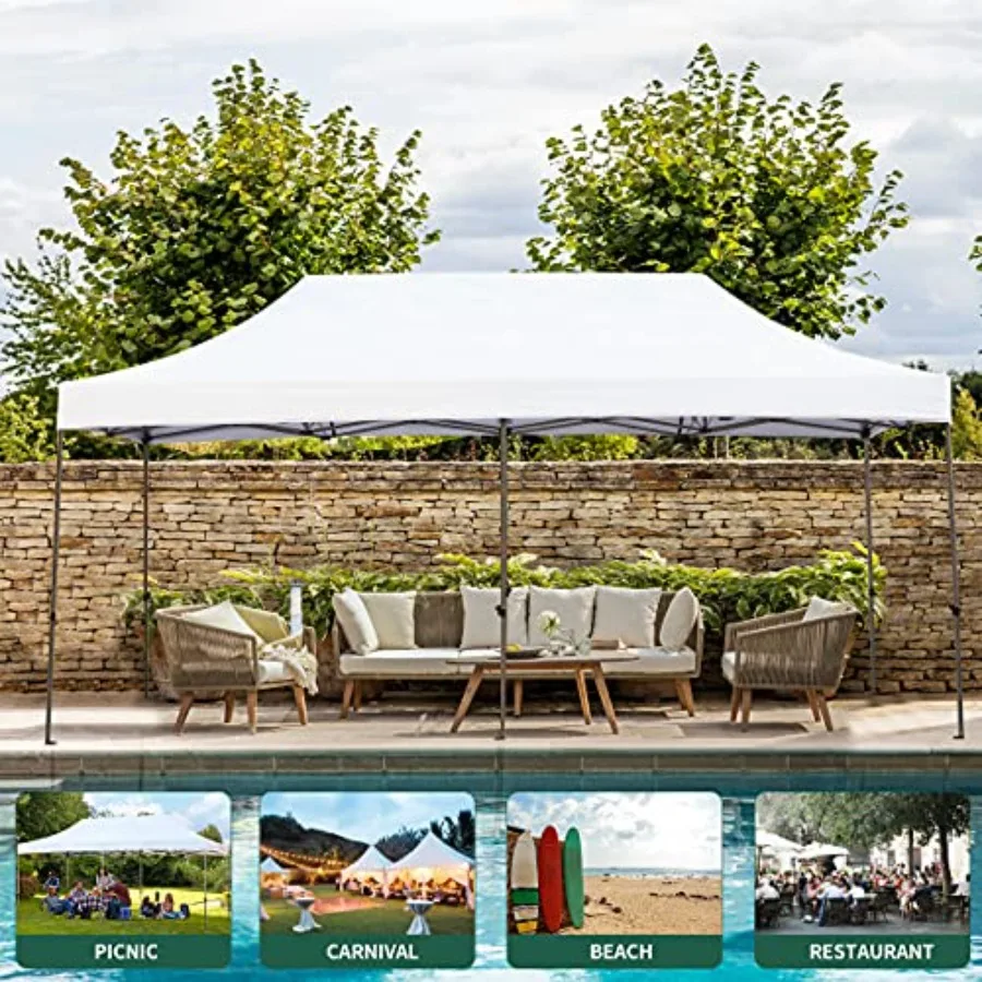 Festival event outdoor canopy: 10' x 20' pop-up tent, commercial-grade polyester fabric, black, instant setup with roller bag a image 6