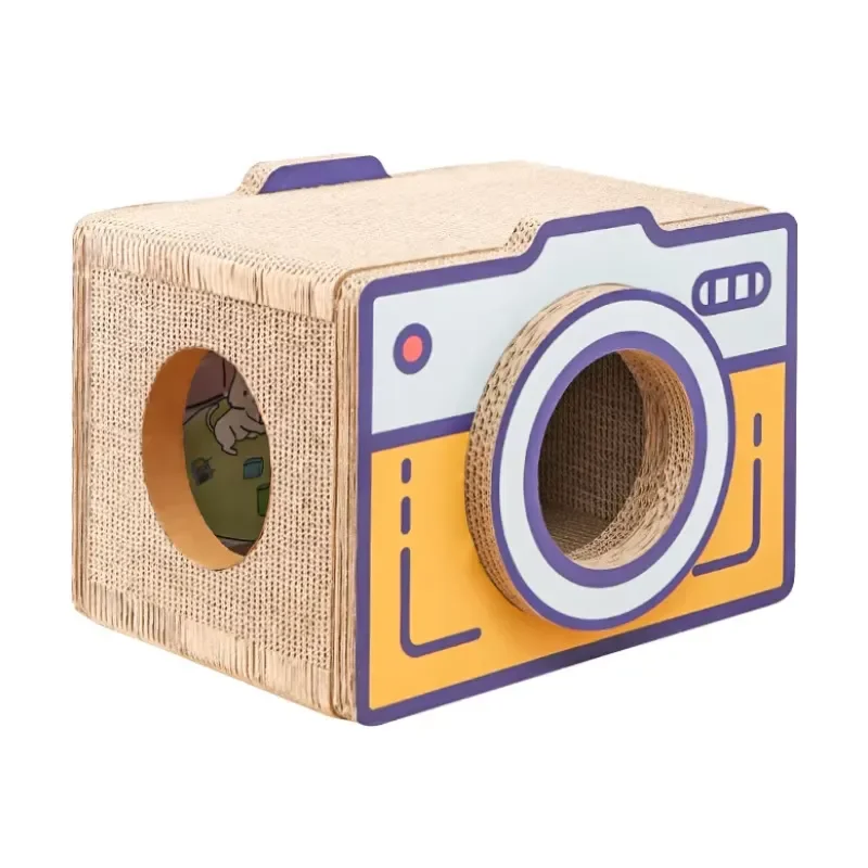 for Evernew Eco-Friendly Durable Round Retro Camera Design Cat Scratching Board Grinding Claw Toy with Corrugated Paper