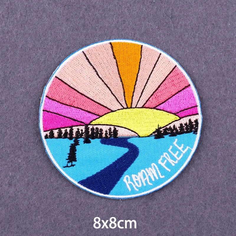 Berg-Hirsch-Fuchs-Abenteuer-Aufnäher Sonne & Mond Stickerei Aufbügelbare Aufnäher für Kleidung Camping Outdoor DIY Näh-Applikation – Detail 40