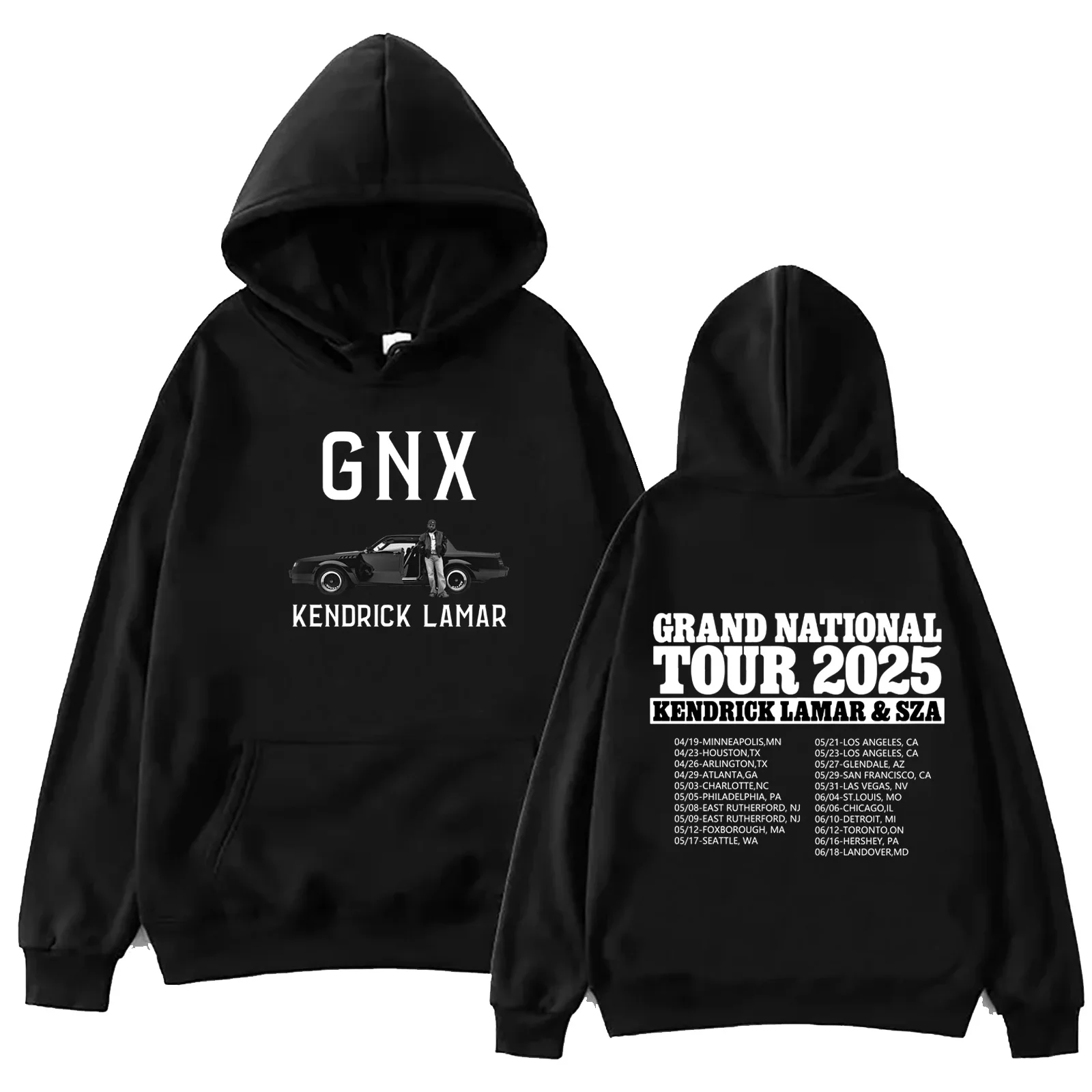 Kendrick & SZA Grand National Tour 2025 GNX Merch Album Tracklist Hoodie Long Sleeve Streetwear Women Men Hooded Sweatshirt