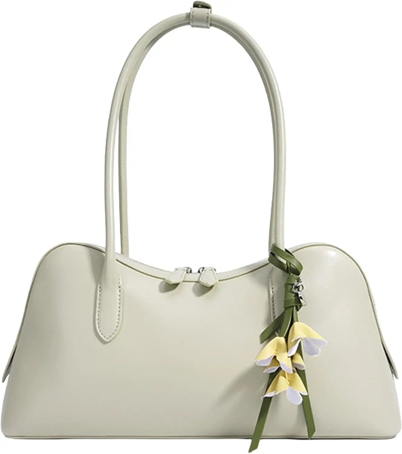 

Women’s Genuine Leather Shoulder Bag, Top-Handle Satchel Bowler Handbag with Zipper Closure