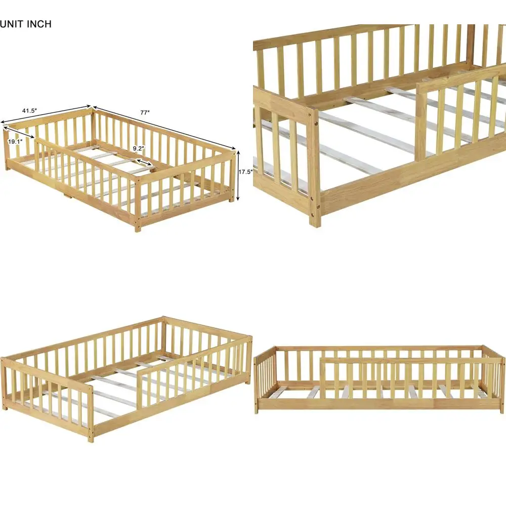 

Двуспальная кровать из натурального массива дерева для детей, подходит для мальчиков и девочек, с ламелями