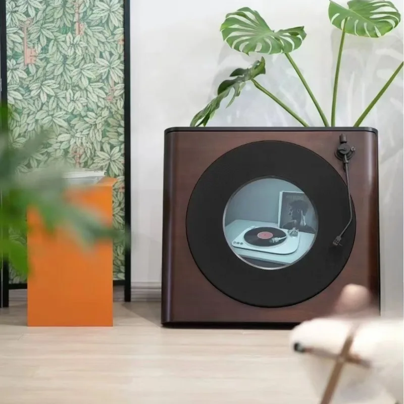 Record lyrics speaker vinyl floating subtitles stereo home living room