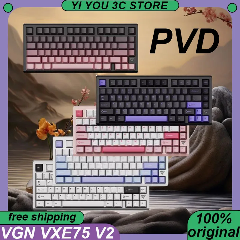 

VGN VXE75 V2 Mechanical Keyboard Wireless Tri-mode Gaming Keyboards CNC Aluminum Gasket Hot Swap Low Delay PC Accessory Esports