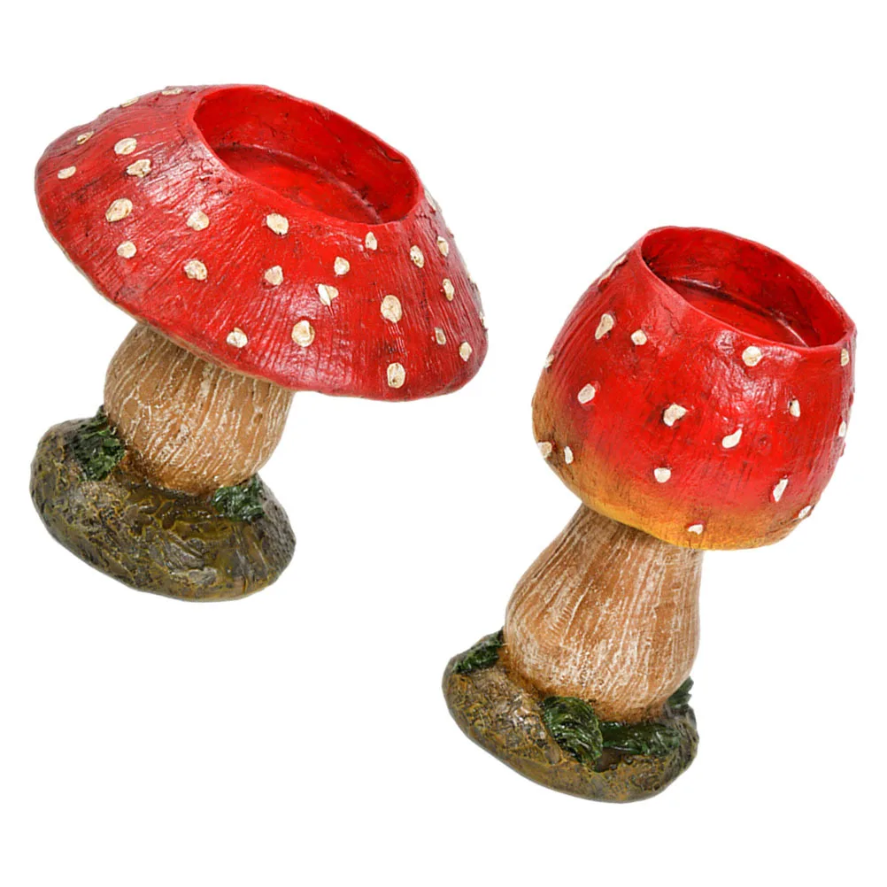 

2Pcs Mushroom Holder Resin Tabletop Artistic Candlestick for Home Decor Table Centerpiece Party Decoration