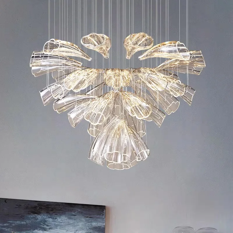 

Modern Luxury Crystal LED Chandelier Living Room Restaurant Hotel Lobby Villa Glass Pendant Lamp Gold Silver Lustre Decor Light