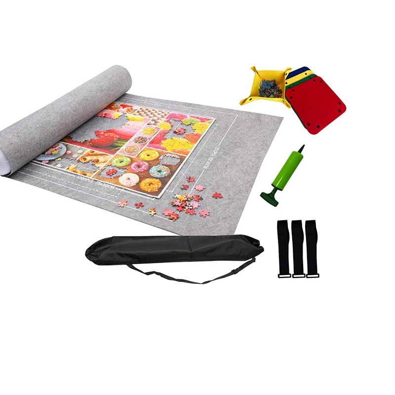 1500-3000pcs Felt Puzzle Mat Set 10color Available Puzzle Playing Blanket with Portable Travel Storage bag Puzzle Accessories