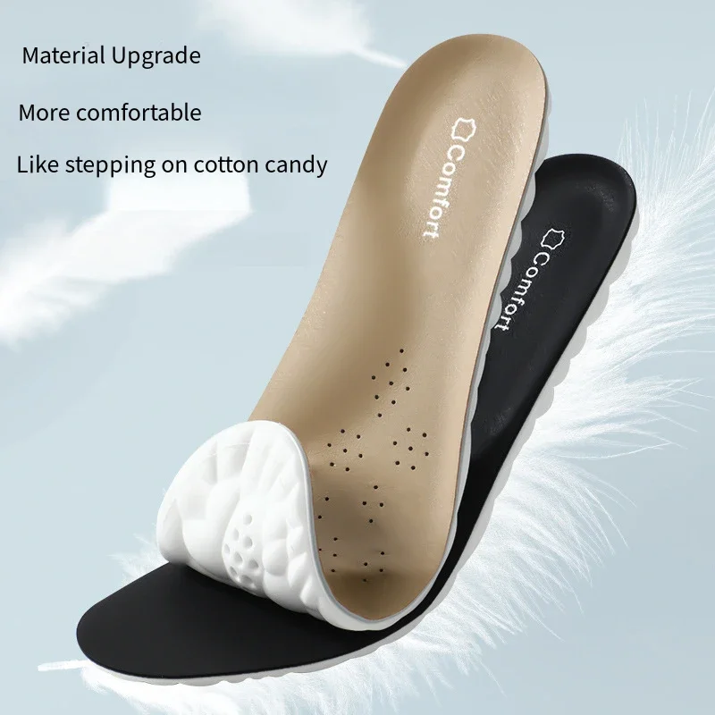 Orthopedic Soft Cowhide Insoles with Arch Support for Plantar Fasciitis High Quality Shock Absorption Foot Inserts for Sports Sh