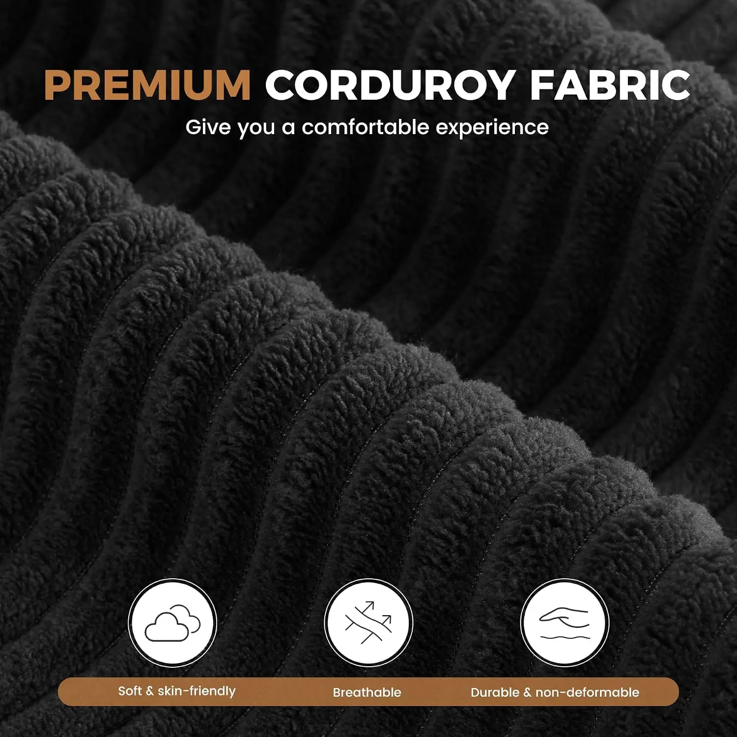 U Shaped Modular Sectional Sofa Layered Cushion No Assembly Convertible Corduroy 144