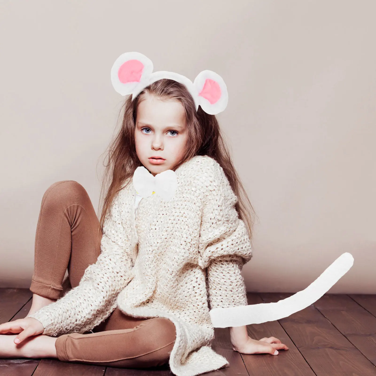 1Set Mouse Headband White Mouse Ears Soft Comfortable Lightweight Costume Accessories for Halloween Party Cosplay