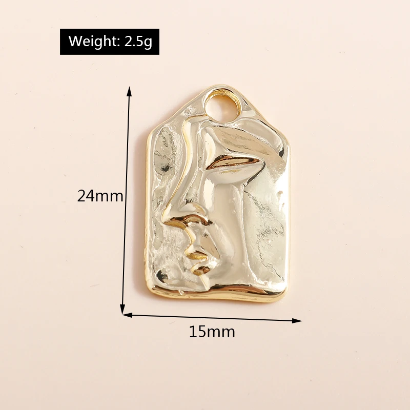 Leslie 8 Stück 15*24mm Punk Metall Vergoldete Gesichts-Porträt-Anhänger für Halsketten, Armbänder, Ohrringe, DIY Schmuckherstellung – Detail 1