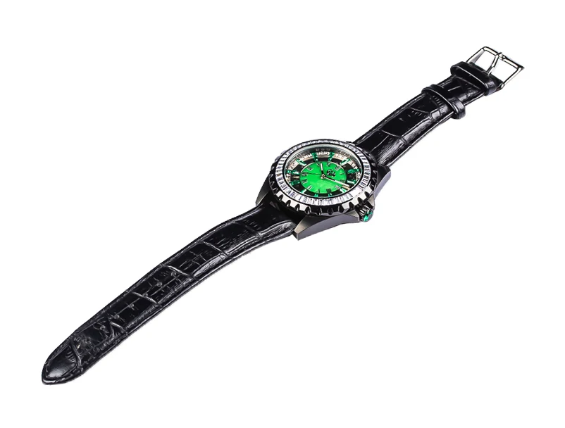 공장 맞춤형 패션 블랙 제이드 스톤 손목시계 남성용 지르콘 스테인리스 스틸 쿼츠 시계 제이드 다이얼