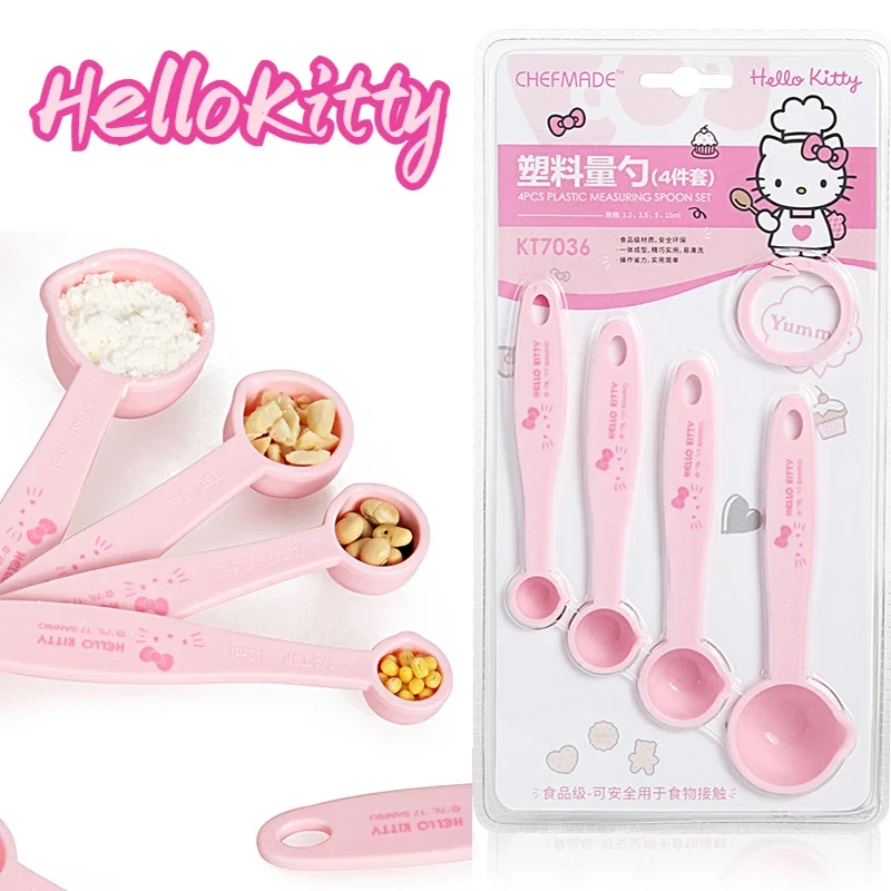 

4pcs/set Hello Kitty Kitchen Measuring Spoon Cartoon Cute DIY Baking Cooking Measuring Tool Supplies with Scale PP Cups Spoons