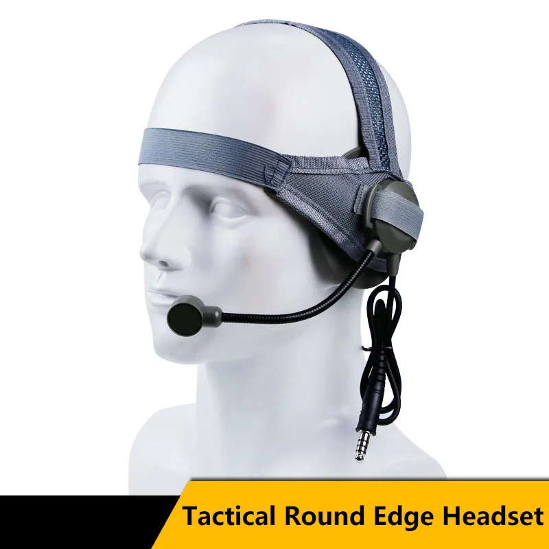 Head-mounted Tactical Round Edge Unilateral Headset, Outdoor CS Field Camping Equipment, Used with PTT