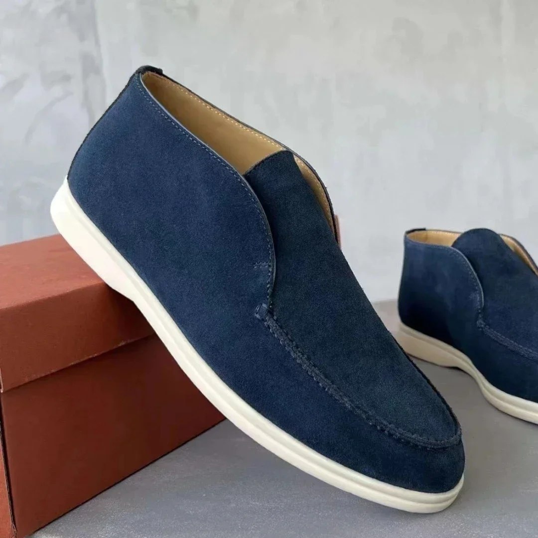 Sapatos casuais de camurça para homens e mulheres, mocassins planos, couro cheio, botins, caminhada, férias, outono, inverno, moda