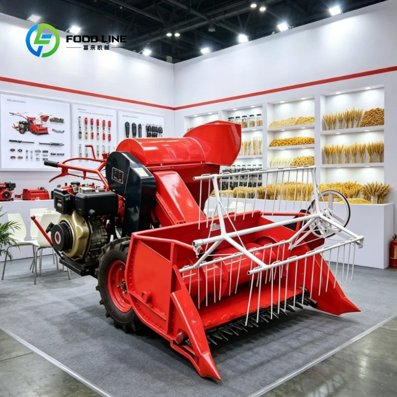 Customized Family Farmland Grain Combine Harvester, 6-9HP Diesel Engine Rice Wheat Harvester Customized Agricultural Machinery