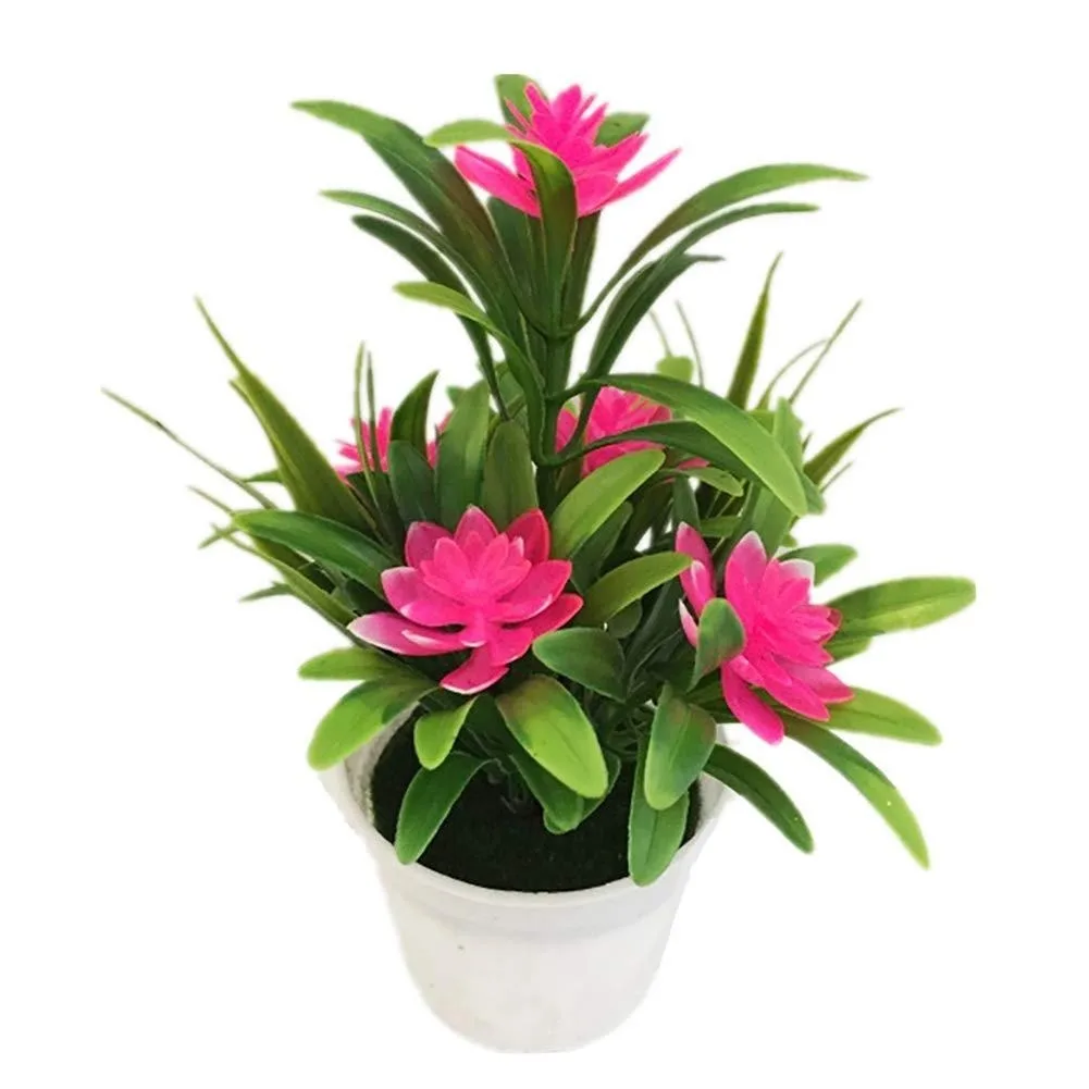 Lotus Flower Arrangements Artificial Faux Flowers in Vase Plastic Table Centerpieces Fake Bouquets in Pot Decor