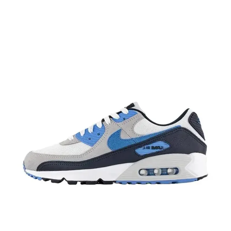 

Nike Air Max 90 тканевые кожаные мужские и женские кроссовки тканевые кожаные спортивные амортизирующие износостойкие низкие кроссовки синий серый