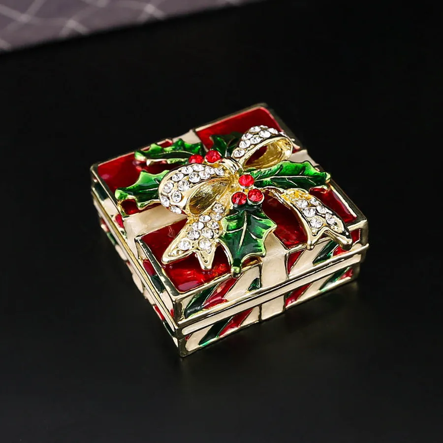 Vintage Metal Bow-knot Jewelry Box Square Ring Earrings Jewelry Organizer Gift Box for Women Girls Valentine's Day gift