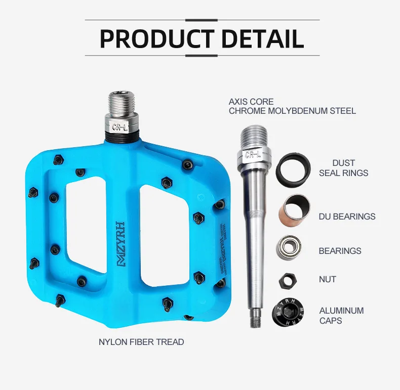MZYRH Mountain Bike Pedal Nylon Fiber Non-Slip 9/16 Inch Bicycle