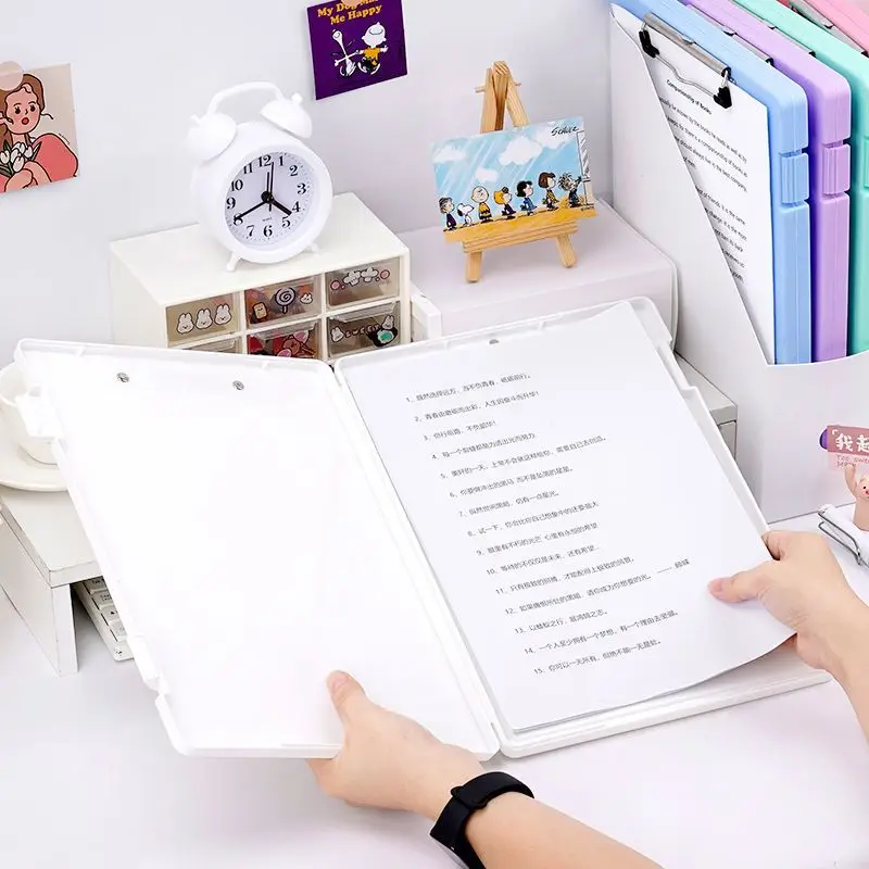 Large-Capacity A4 Clipboards File Folder Box Sturdy Plate Clip Design Multi-functional for Efficient Paper Storage for Students