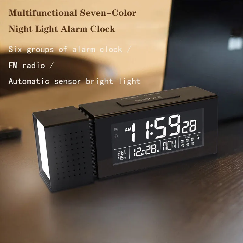 

Multifunctional Intelligent Led Electronic Alarm Clock Creative Night Light Human Body Sensor FM Radio Digital Clock