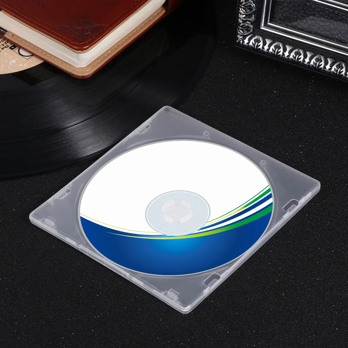 12PCS Ultrathin DVD Case Transparent CD Package Portable CD Storage Box for Home Cinema (White) CD box