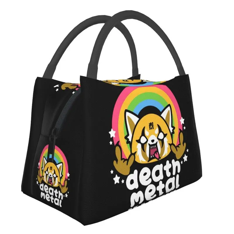 

Death Metal Aggretsuko Aggressive Retsuko Portable Lunch Boxes Japanese Anime Manga Thermal Cooler Food Insulated Lunch Bag