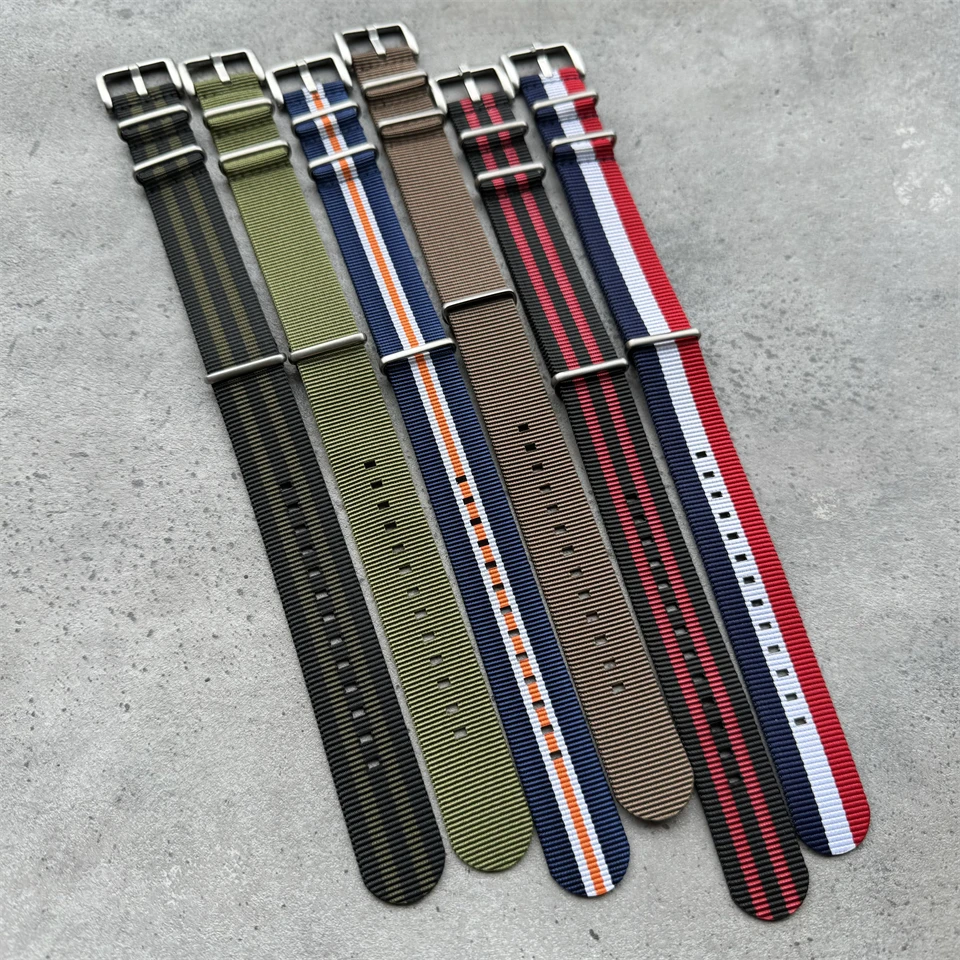 Hot New 22MM Fabric Watchband Sports Nylon Watch Straps Fashion Men‘s Wristband Army Brown for Watches