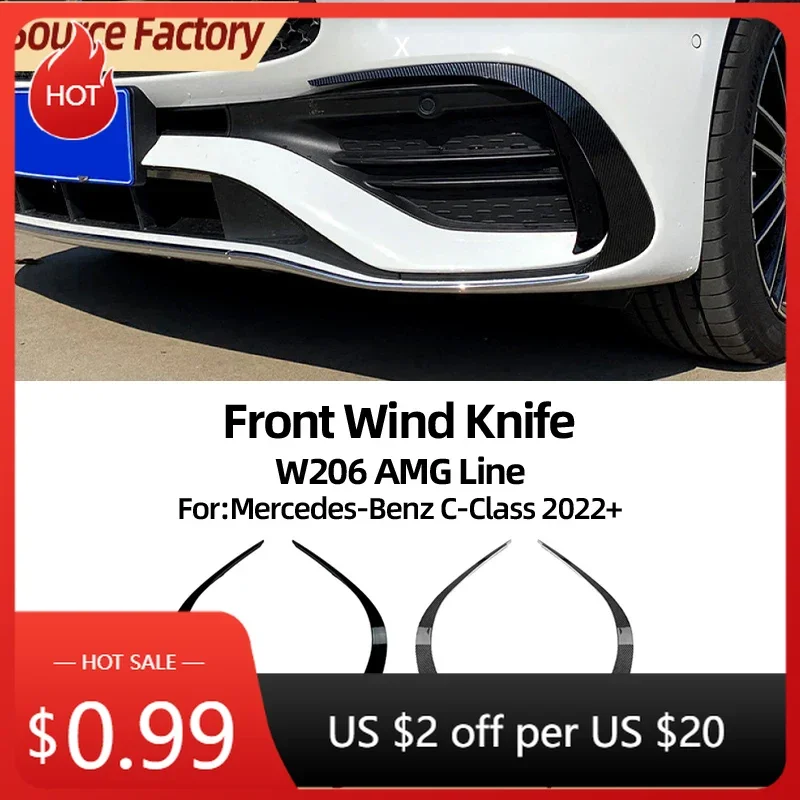 

Bumpers For Mercedes Benz C-Class W206 C260 C300 C200 AMG 2022+ Model Front Wind Blade Exterior Modification Accessories