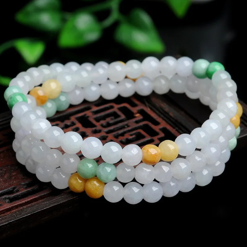 

Grade A Myanmar Jadeite Ice Floating Jade Bracelet Men Women Fine Jewelry Genuine Natural Burma Jade Three Circle Bracelets