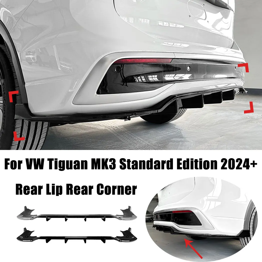 For VW Tiguan MK3 Standard Edition 2024+ Car Rear Bumper Lip Rear Corner Integrated Guard Decoration Spoiler Diffuser ABS Cover