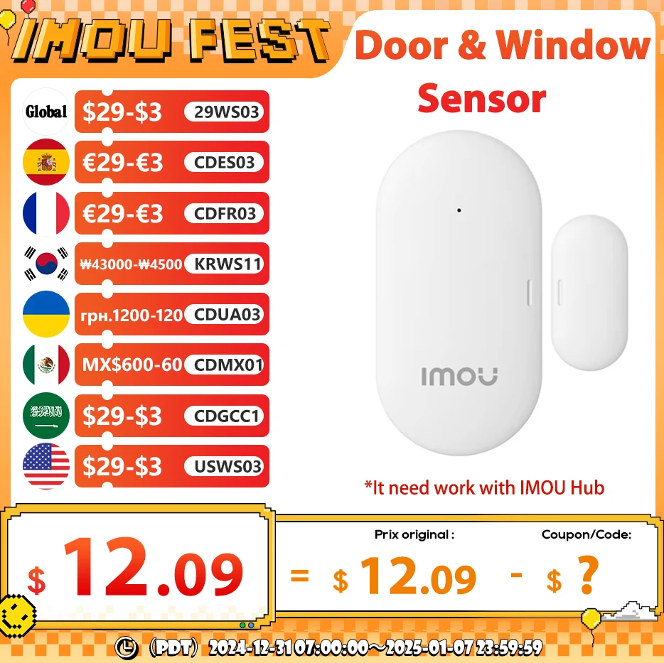 IMOU Smart WiFi Door & Window Sensor Zigbee 3.0 Security Protection 2 Years Battery Real-time Notification Tamper-proof