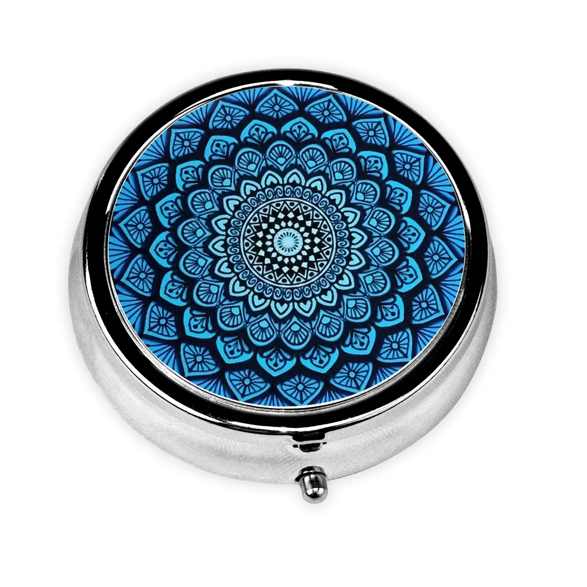 

Mandala Travel Round Pills Organizer Charming Flowers Colorful Floral Medicine Box Pill Box Splitters Storage Box for Pockets