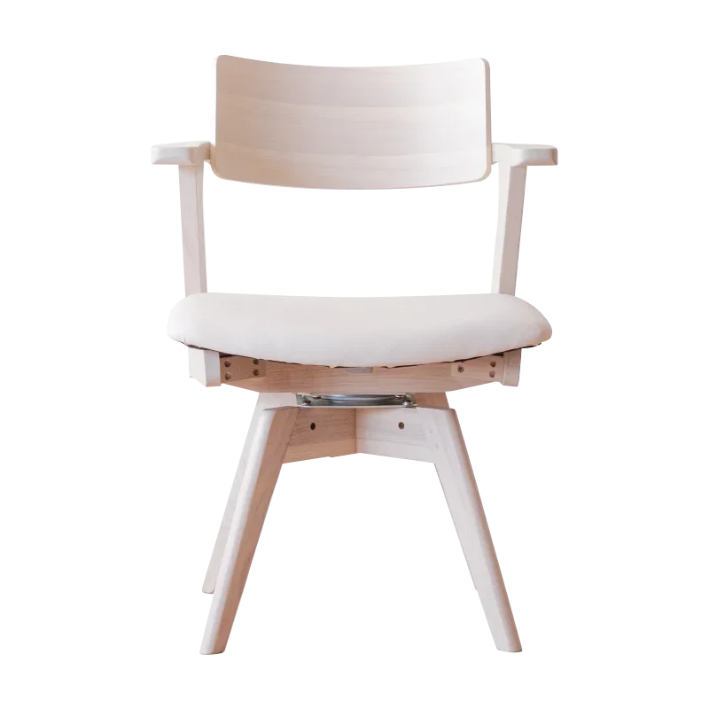 ~y# JapStyle Pure Solid Wood Soft-pack Dining Chair Armrest Desk Swivel Chair Nordic High-end Light Luxury Ash Back Chair`%