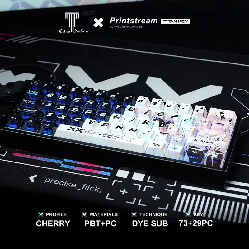 أغطية مفاتيح مخصصة للألعاب مطبوعة من CSGO PBT لوحة مفاتيح ميكانيكية منقوشة على الجانب لنقل الضوء من الكرز متوافقة مع سلسلة 60-68