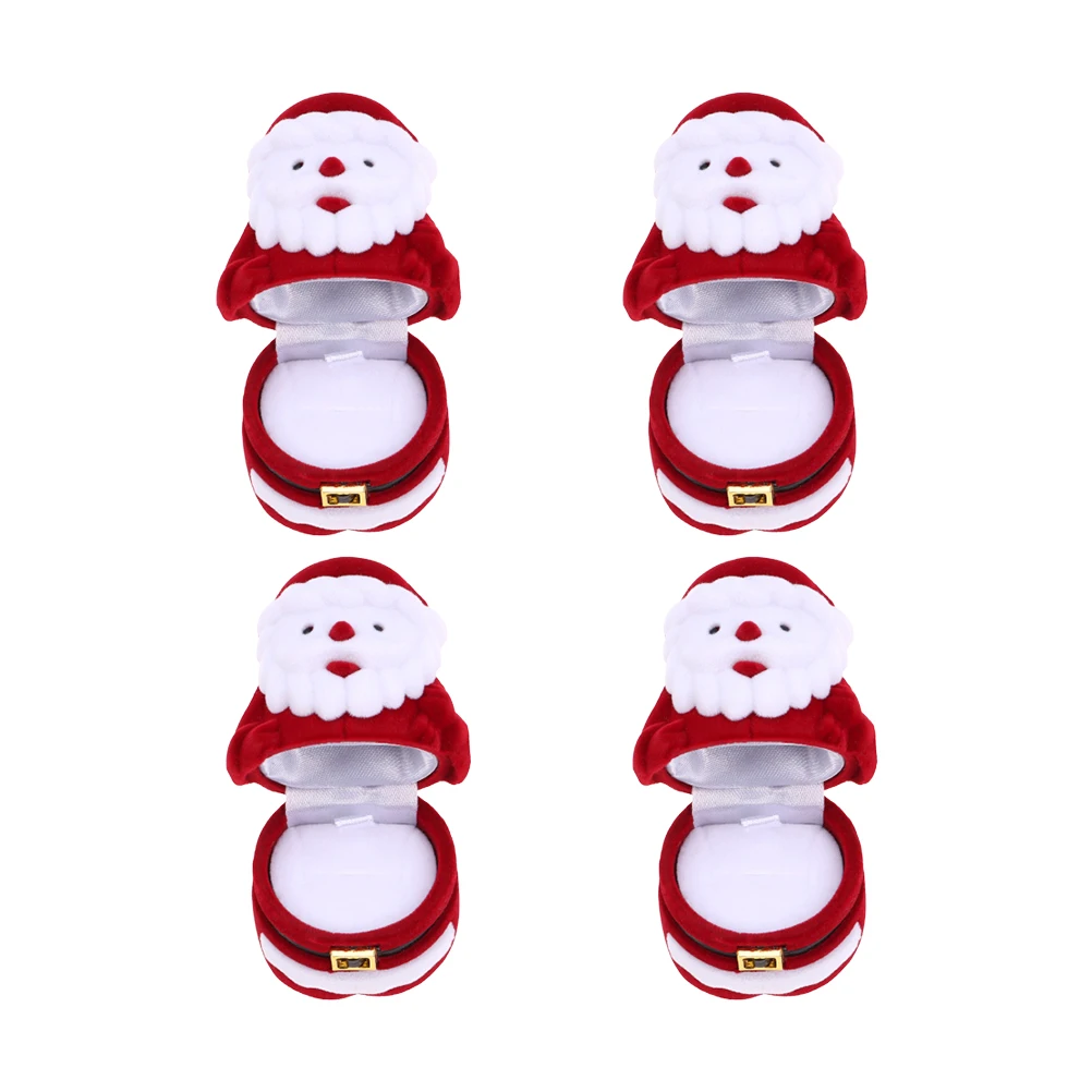 

4Pcs Santa Claus Jewelry Boxes Gold Christmas Gifts Case Ring Storage Earrings Box Holiday Season Decor Durability Premium