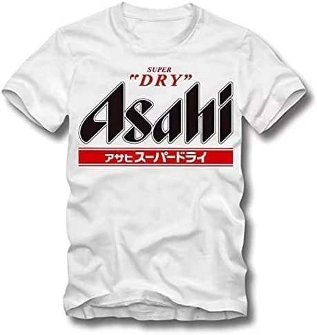 Asahi Camiseta súper seca Cerveza para todas las estaciones Etiqueta Tops de algodón para hombres Diseño divertido, Ocio y cómodo