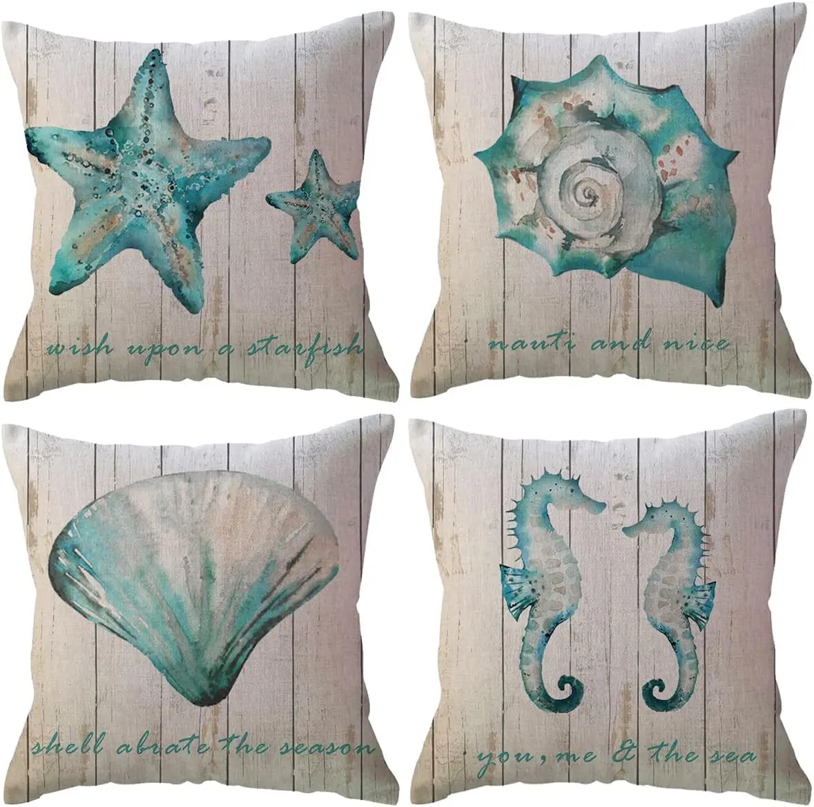 

Наволочки на тему летнего океана, ракушки, морская звезда, коралловый дизайн, морские прибрежные декоративные наволочки, набор из 4 шт.