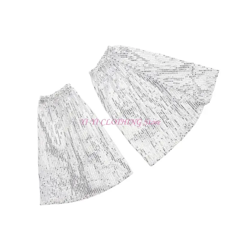 N5KF Elastic Flared Arm Covers dengan Glittering Glittering Sequins Professional Dance Acara Aksesoris Lengan baju Lengan untuk