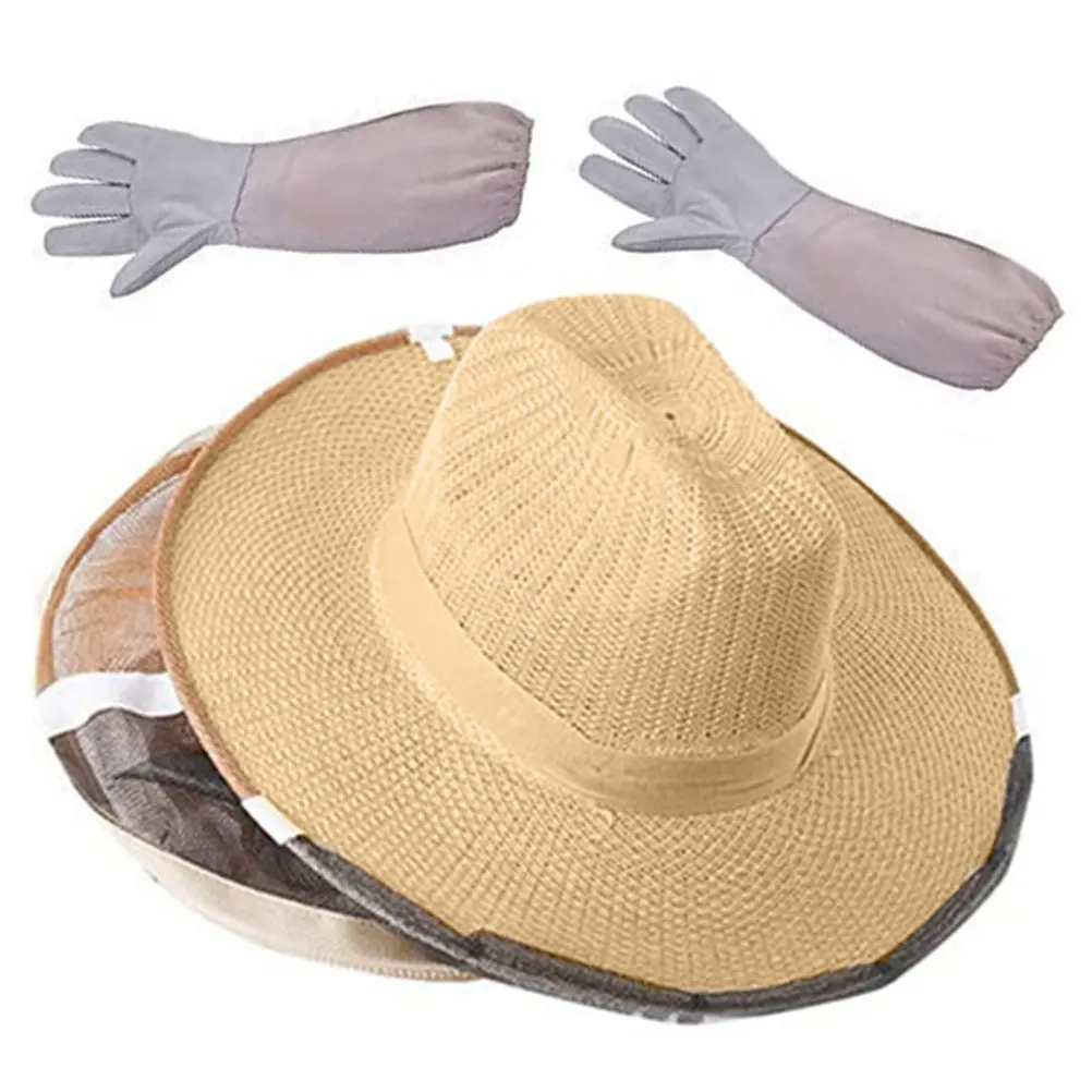 

Комплект для пчеловодства: шляпа и перчатки, портативная многоразовая защитная маска с защитными рукавами, хлопковые перчатки для пчеловода