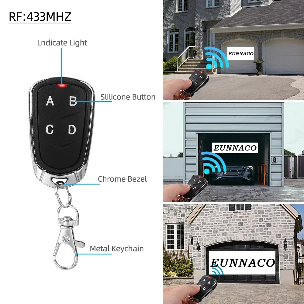 433MHz Remote Control Electric Gate Garage Door Opener Remote Control Duplicator Fixed Rolling Code Clone Copy Car Key