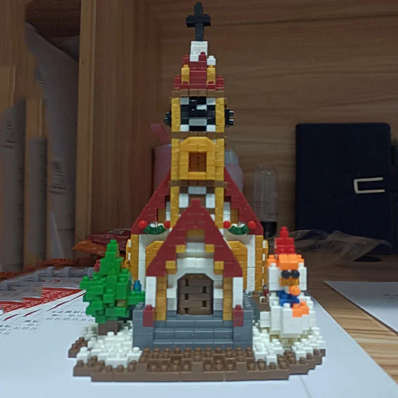 Lboyu-bloques de construcción de arquitectura mundial para niños, juguete de ladrillos para armar iglesia, Palacio, muñeco de nieve, árbol, sin caja, 8419A