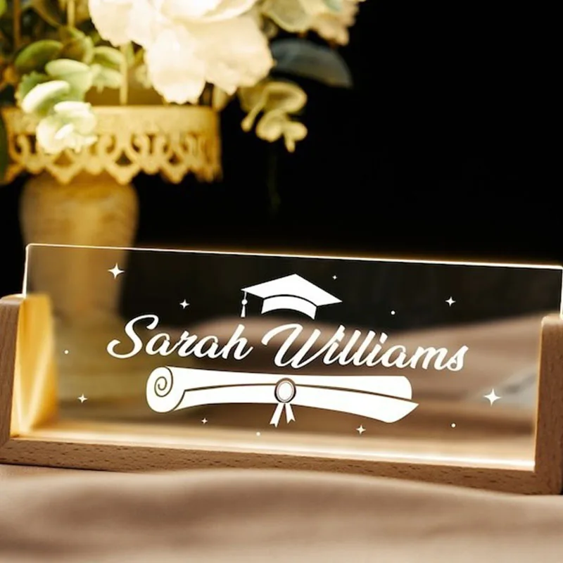 Personalized Office Desk Name Plate Customized Text Pattern Name Desktop Sign Light Festival Gift  Acrylic Nameplate