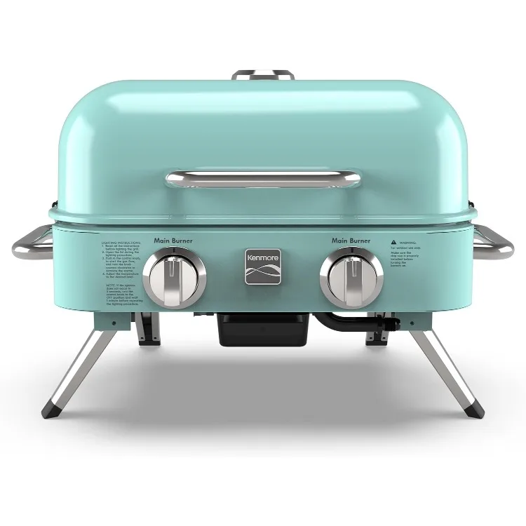 2-Burner Portable Tabletop Retro Gas Grill