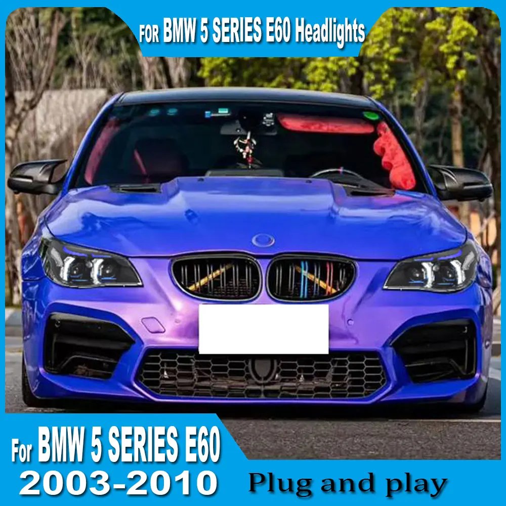 

Автомобильные фары для BMW 5 серии E60 2003 2004 2005 2006 2007-2009 2010 белый желтый стиль DRL в сборе Обновление линз проектора