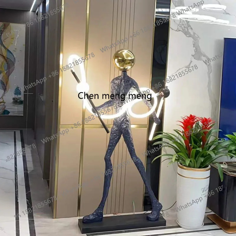 

Creative humanoid sculpture floor-to-ceiling large ornament exhibition hall, art ornament living room light luxury floor lamp